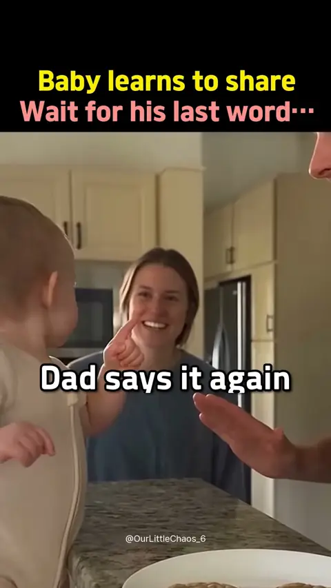 Baby learns to share… wait for his last word #shorts