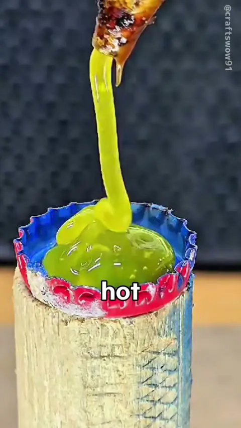 He turns a bottle cap into a gem, wait for the last step?